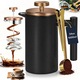 Presa Franceza pentru de Cafea, BYONDSELF®, Cafetiera, cu Perie/Filtre, 1000ml, Inox, Negru/gold