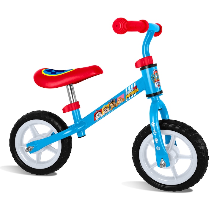 Детски велосипед без педали, многоцветен, 2-4 години, метална рамка, регулируема седалка, Paw Patrol