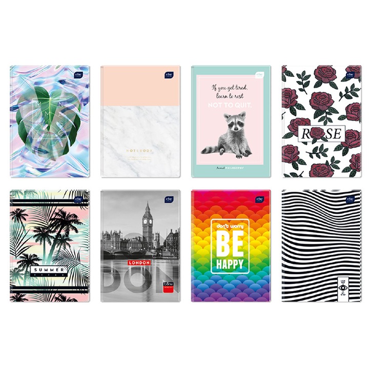 8x Caiet A5, 96 file liniate cu margine, Interdruk, 14.8x21cm