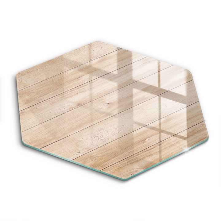 Tocator de bucatarie, Wallfluent, din sticla, h40 cm, Scanduri de lemn, Bej, 010010520090000088557