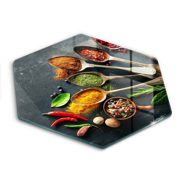 Üveg vágódeszka, Wallfluent, Konyhai fűszerek, h40 cm, Bézs