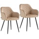 Set 2 scaune tapitate, Harry, Viking, 48 x 57 x 86 cm, velur, bej