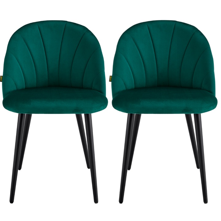 Set 2 scaune tapitate, Royal, Viking, 78 x 48 x 44 cm, catifea, verde