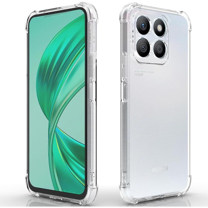 Husa GEO compatibila cu Honor X8B, Protectie antisoc, Silicon Ultra Slim High Tech, Crystal Clear