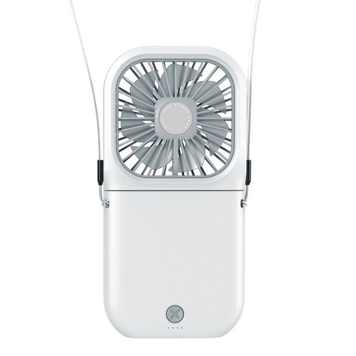 Hordozható ventilátor, ZYuuan, Összehajtható, USB, 3000 MAH, 3 sebességfokozat, Fehér