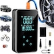 Compresor auto electric, Multifunctional 12V, Pompa de aer 6 in 1 Dasbo® cu afisaj digital LCD Full-Touch, Lanterna LED, Baterie interna 4000 mAh, Verificare presiune 150PSI, Oprire automata Manometru digital cu 4 moduri presetate, Baterie interna, Negru