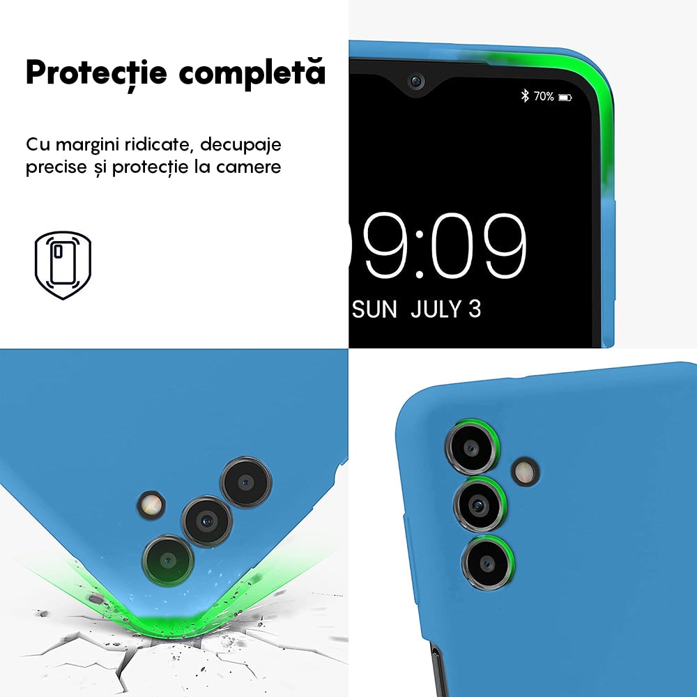 Husa CASEY STUDIOS™ compatibila cu Samsung Galaxy A13 5G/A04s/M13 5G, Soft Silicone Premium, Microfibra in Interior, Albastru aquamarin, de Protectie, Ultra Slim, pentru Incarcare Wireless, Margini Ridicate pentru Protectia Ecranului si a Camerelor