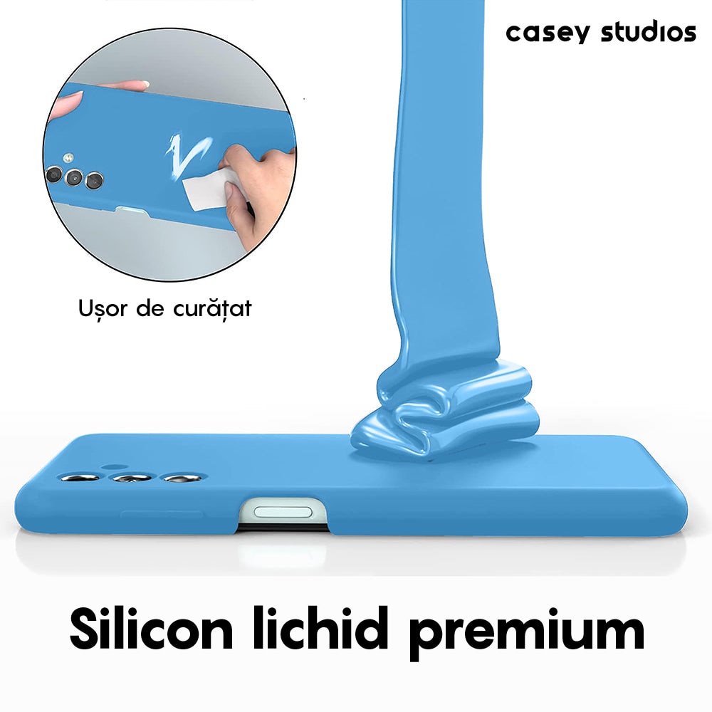 Husa CASEY STUDIOS™ compatibila cu Samsung Galaxy A13 5G/A04s/M13 5G, Soft Silicone Premium, Microfibra in Interior, Albastru aquamarin, de Protectie, Ultra Slim, pentru Incarcare Wireless, Margini Ridicate pentru Protectia Ecranului si a Camerelor