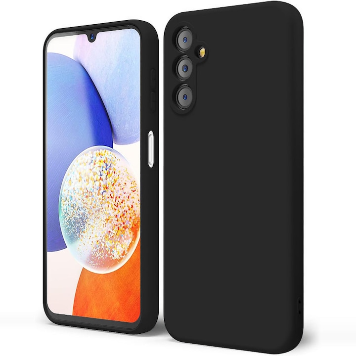 Husa CASEY STUDIOS™ compatibila cu Samsung Galaxy A14 4G/5G, Soft Silicone Premium, Microfibra in Interior, Negru, de Protectie, Ultra Slim, pentru Incarcare Wireless, Margini Ridicate pentru Protectia Ecranului si a Camerelor