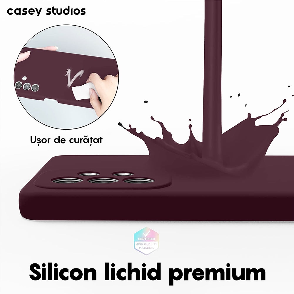 Husa CASEY STUDIOS™ compatibila cu Samsung Galaxy A53, Soft Silicone Premium, Microfibra in Interior, Rosu bordo, de Protectie, Ultra Slim, pentru Incarcare Wireless, Margini Ridicate pentru Protectia Ecranului si a Camerelor