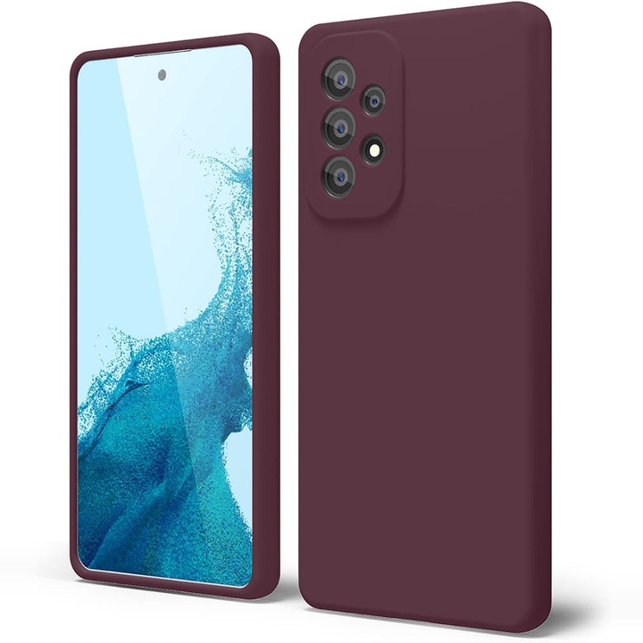 Husa CASEY STUDIOS™ compatibila cu Samsung Galaxy A53, Soft Silicone Premium, Microfibra in Interior, Rosu bordo, de Protectie, Ultra Slim, pentru Incarcare Wireless, Margini Ridicate pentru Protectia Ecranului si a Camerelor