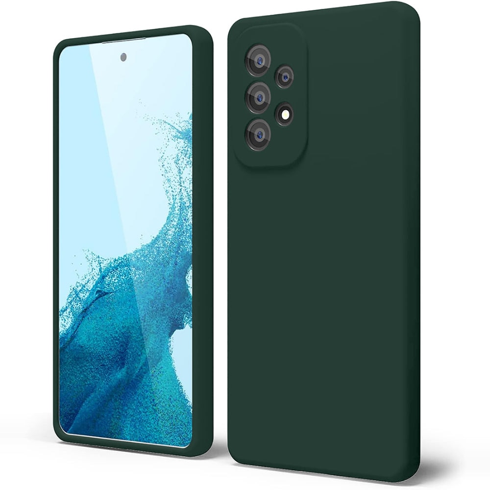 Husa CASEY STUDIOS™ compatibila cu Samsung Galaxy A53, Soft Silicone Premium, Microfibra in Interior, Verde inchis, de Protectie, Ultra Slim, pentru Incarcare Wireless, Margini Ridicate pentru Protectia Ecranului si a Camerelor
