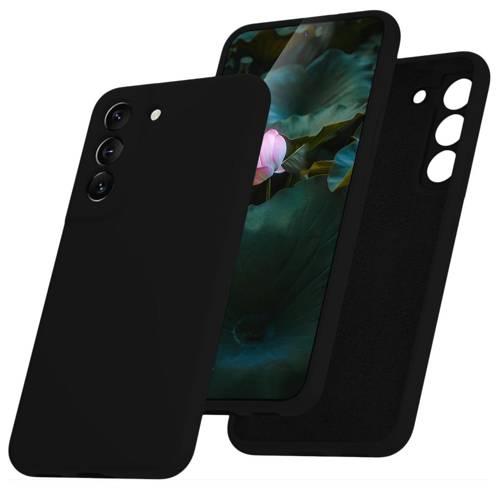 Husa CASEY STUDIOS™ compatibila cu Samsung Galaxy S22, Soft Silicone Premium, Microfibra in Interior, Negru, de Protectie, Ultra Slim, pentru Incarcare Wireless, Margini Ridicate pentru Protectia Ecranului si a Camerelor