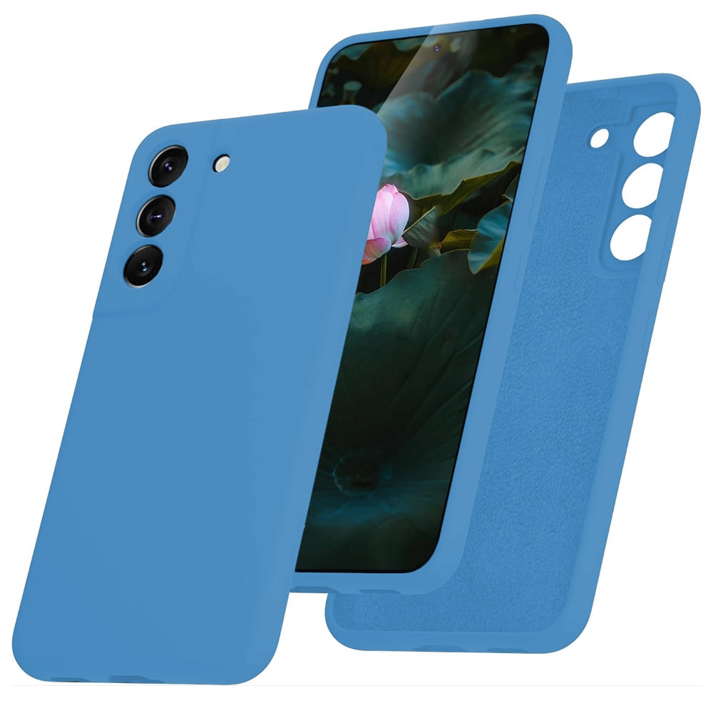 Husa CASEY STUDIOS™ compatibila cu Samsung Galaxy S22, Soft Silicone Premium, Microfibra in Interior, Albastru aquamarin, de Protectie, Ultra Slim, pentru Incarcare Wireless, Margini Ridicate pentru Protectia Ecranului si a Camerelor