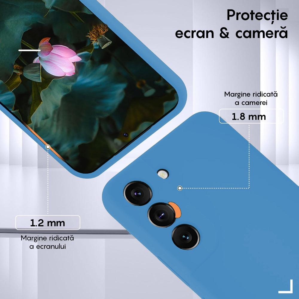 Husa CASEY STUDIOS™ compatibila cu Samsung Galaxy S22, Soft Silicone Premium, Microfibra in Interior, Albastru aquamarin, de Protectie, Ultra Slim, pentru Incarcare Wireless, Margini Ridicate pentru Protectia Ecranului si a Camerelor