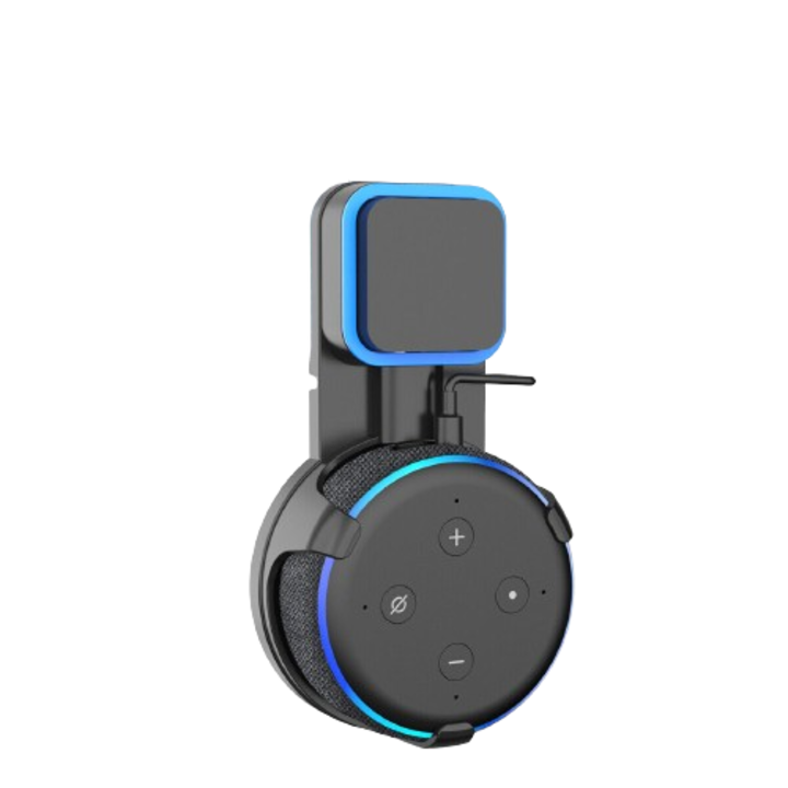 Amazon Echo Dot 3-mal kompatibilis állvány, fali rögzítés, integrált kábelkezelés, csavarok nélkül, fekete
