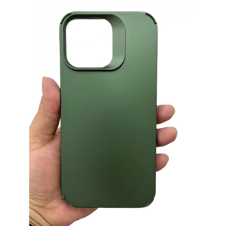 Husa pentru Apple iPhone 15 Pro Max, Flippy, din Silicon Lichid, Interior din Microfibra, Lentile Fosforescente de Protectie Camera, Anti Amprenta, Rezistenta la Socuri, Verde