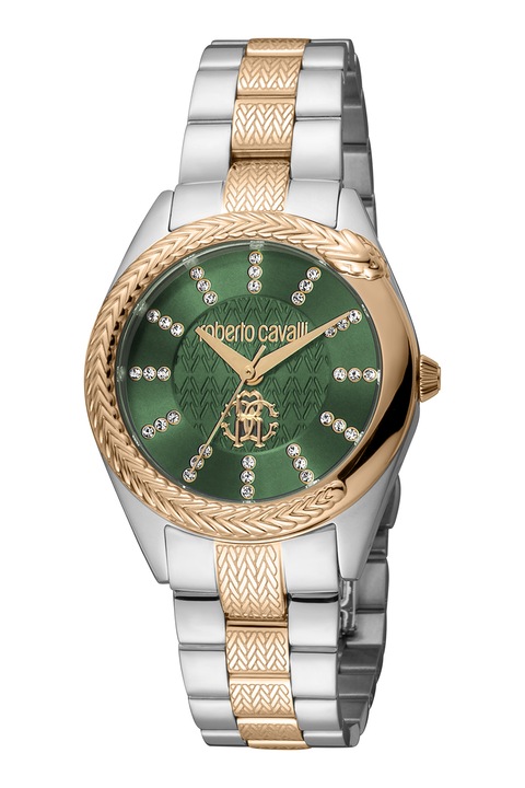 Roberto Cavalli, Двуцветен часовник от неръждаема стомана с лого, Rose Gold, Сребрист