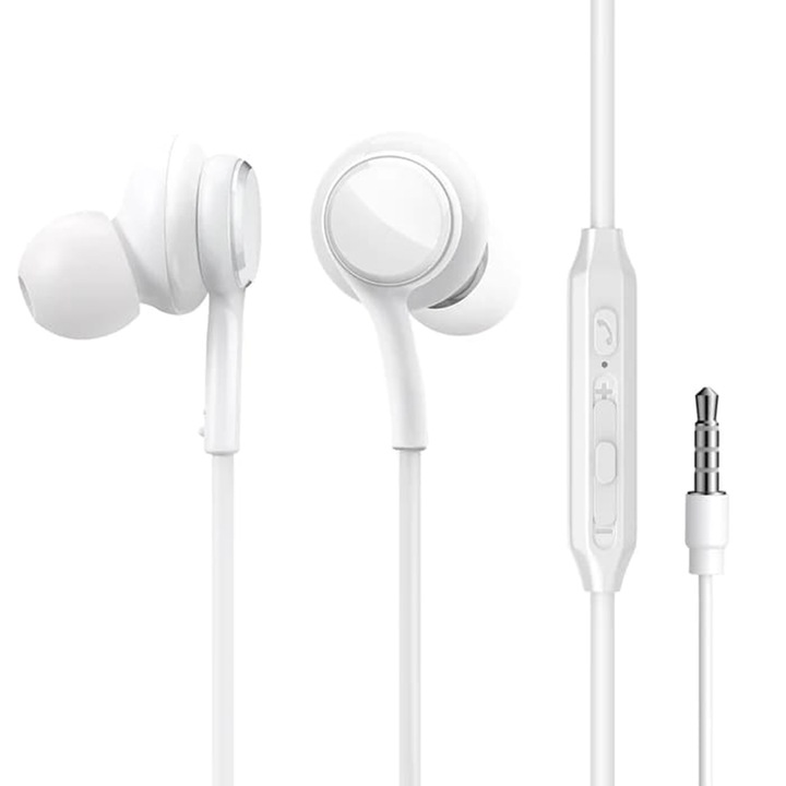 Casti cu Fir JoyRoom (JR-EW02), Microfon, Jack 3.5mm, In-Ear, Hi-Fi Sound, 1.2m, White