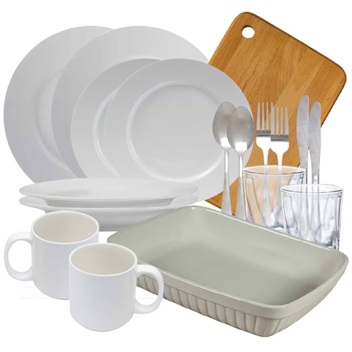 Сервиз за маса Cesiro Snow, 18 части, Порцелан, Бял