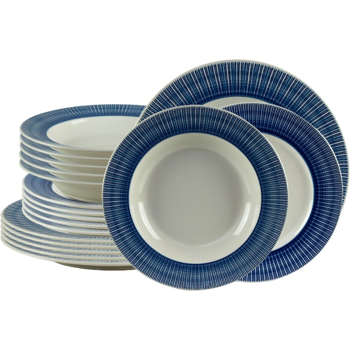 Serviciu de masa Cesiro Ivory, 18 piese, ceramica, albastru