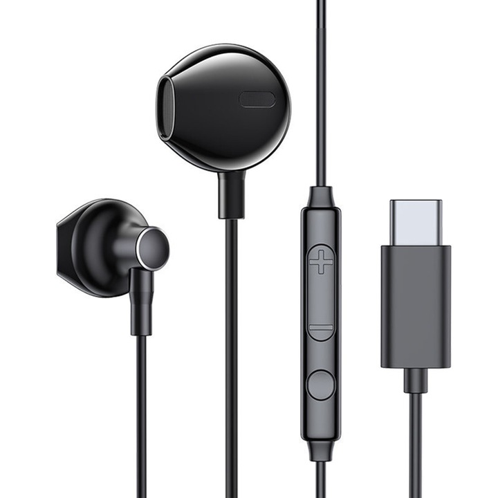 Casti cu Fir JoyRoom (JR-EC03), Microfon, Black