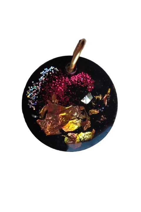 Pandantiv de arta Cercul creatiei, formula proprie de materiale pentru bijuterii, Multicolora, 3 cm