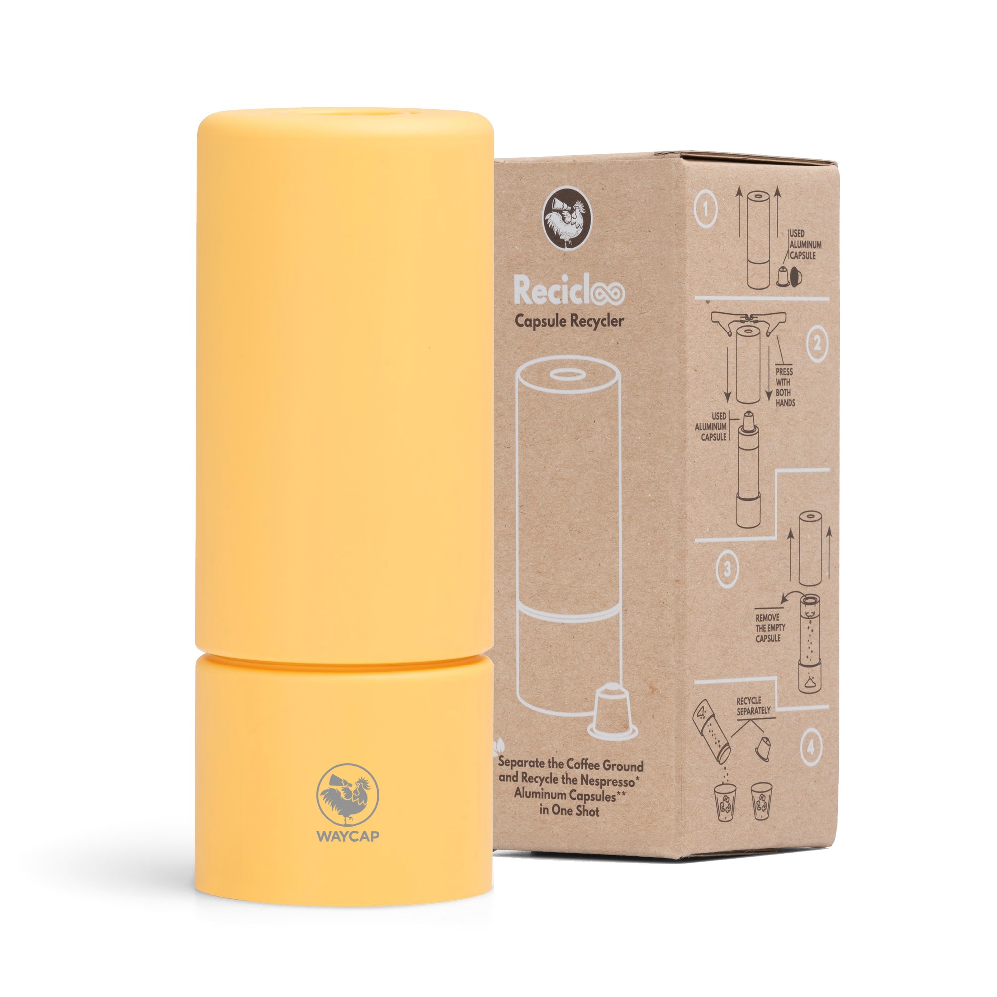 Reciclator capsule Recicloo, WayCap, Compatibil cu Nespresso, Galben
