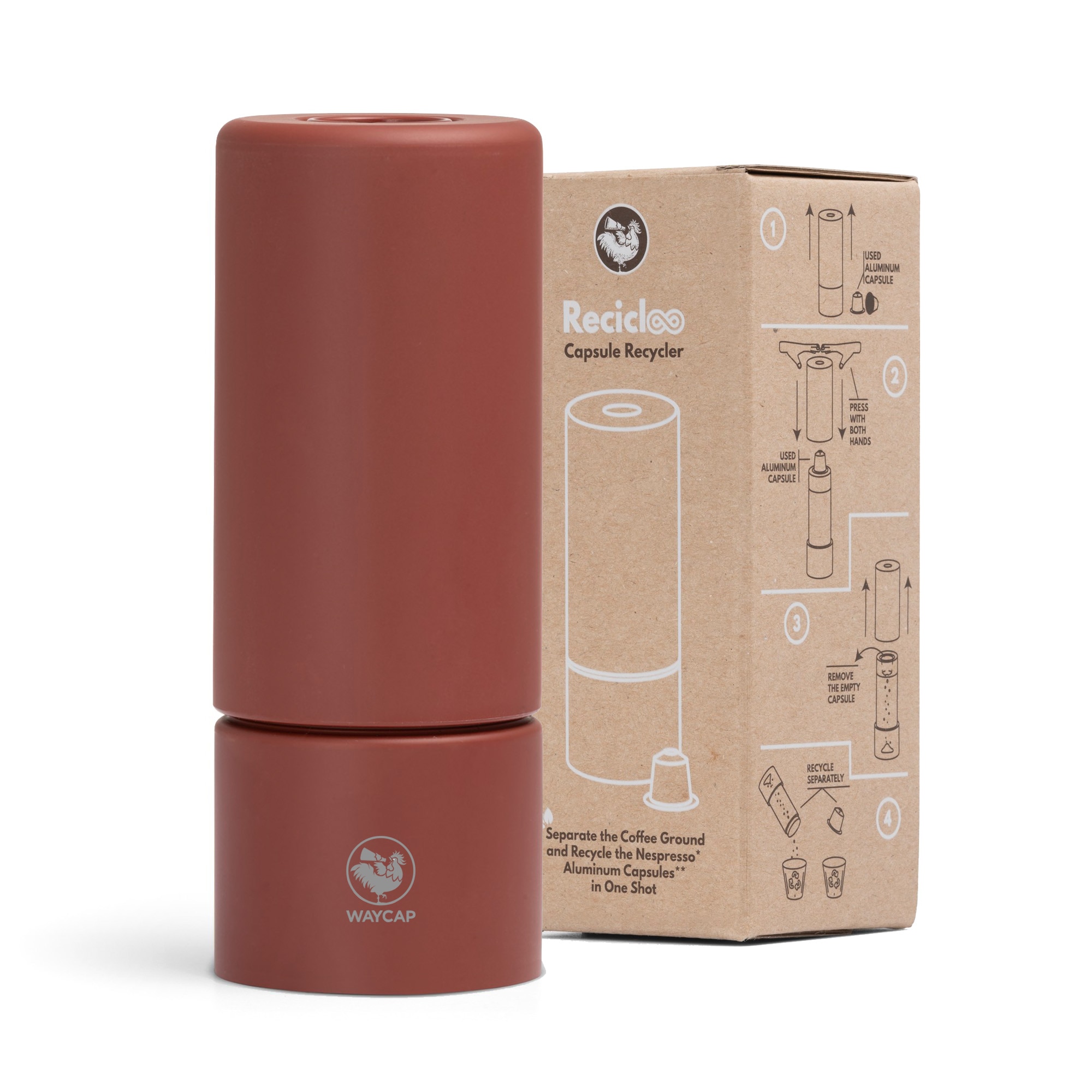 Reciclator de capsule Recicloo, WayCap, Compatibil cu Nespresso, Rosu