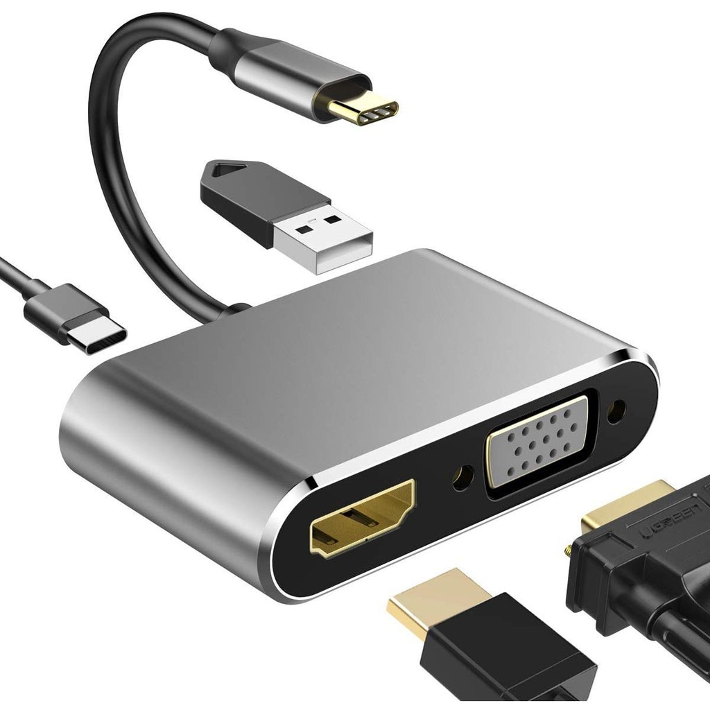 USB-C хъб Multiport Adapter, 4К HDMI, VGA, USB 3.0, PD 87W, алуминиев ...