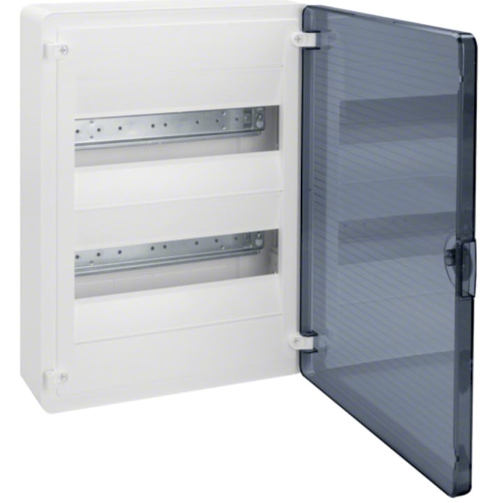 Tablou electric aparent (cofret) Hager Golf, 2 randuri, 24 module, usa transparenta, alb