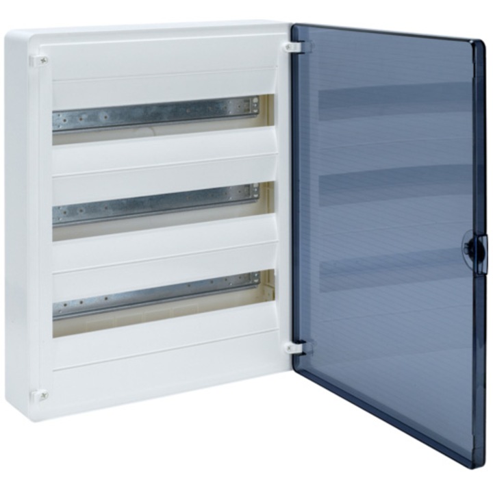 Ел. табло (кутия) Hager Golf, 3 реда, 54 модула, Прозрачна врата, Бял