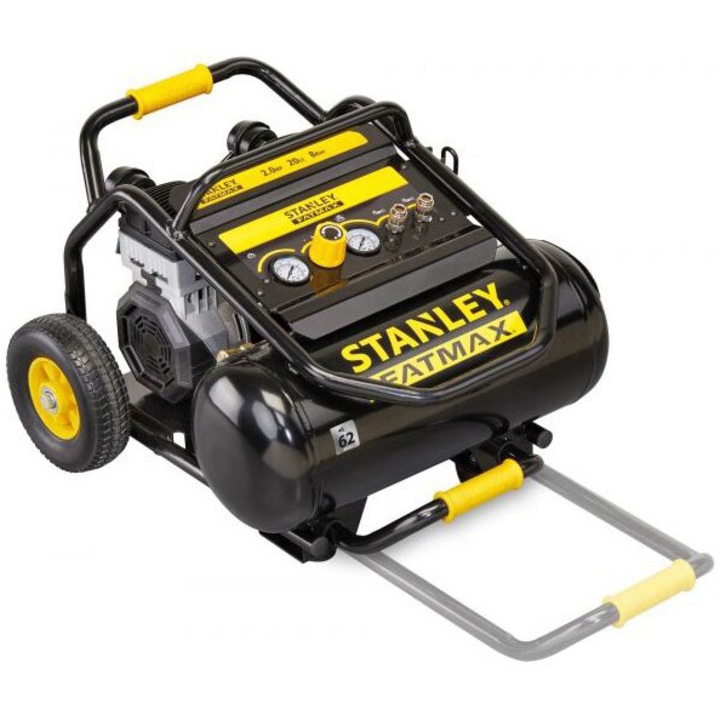 Безмаслен компресор Stanley FMXCMS2020TE, 2 HP, 230 V, 20 л капацитет на цилиндъра, 12 бара максимално налягане, 240 л/мин дебит на засмукан въздух