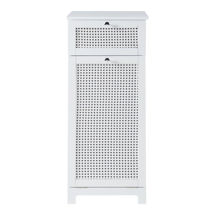 Dulap, en.casa, PXHF-0010 Karlsøy, 90 x 38 x 40 cm, mdf, pvc, alb, cu cos pentru rufe si 1 sertar