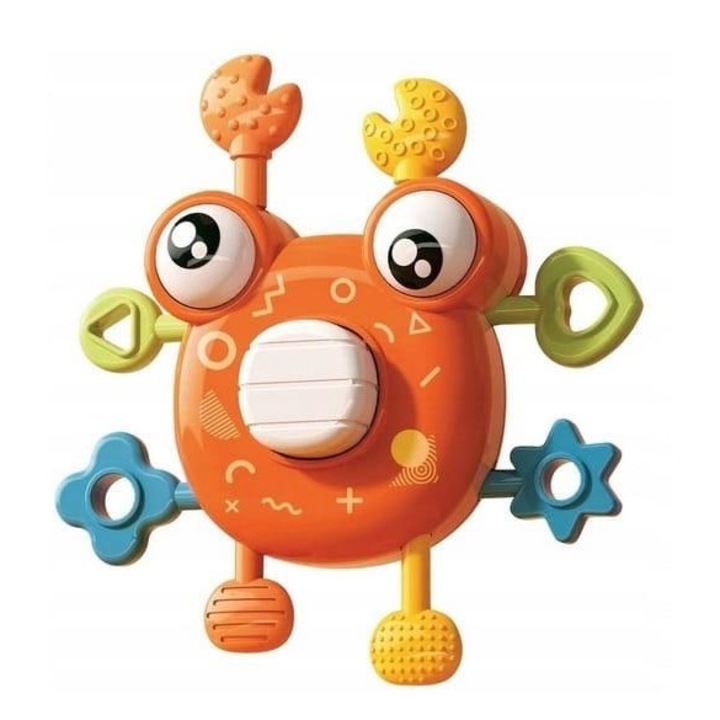 Csörgő játék gyerekeknek, rák formájú, tarka