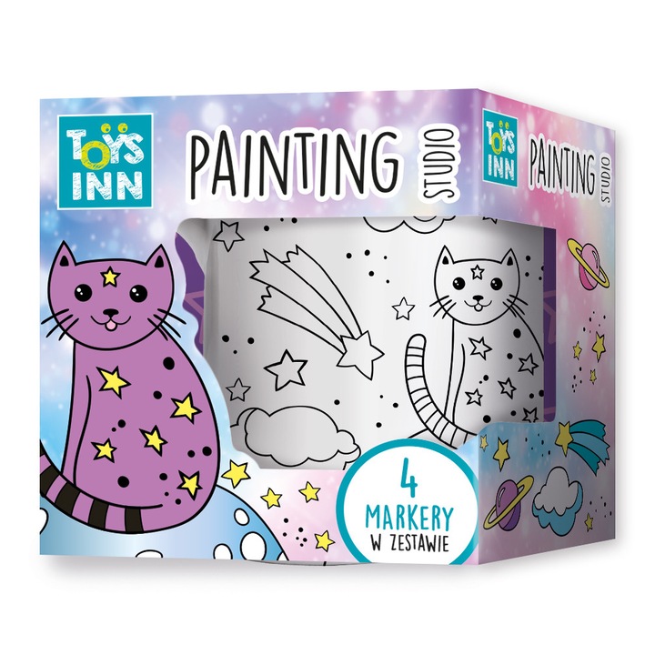 Cana de colorat Stnux, set cu markere, multicolor, pentru copii, 3 ani+