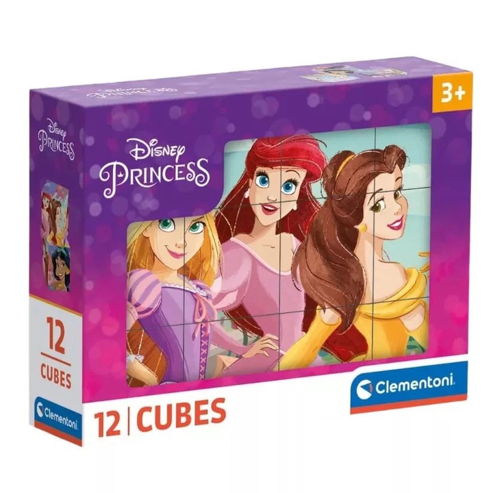 Clementoni Princess kocka puzzle, 12 db, 16x12cm