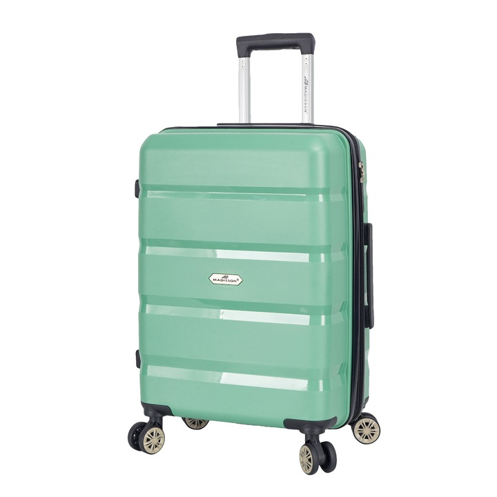 Nagy bőrönd, Bővíthető, Polipropilén, Madisson, SW43603, 4 kerekű, TSA kód, 73 cm, Zöld