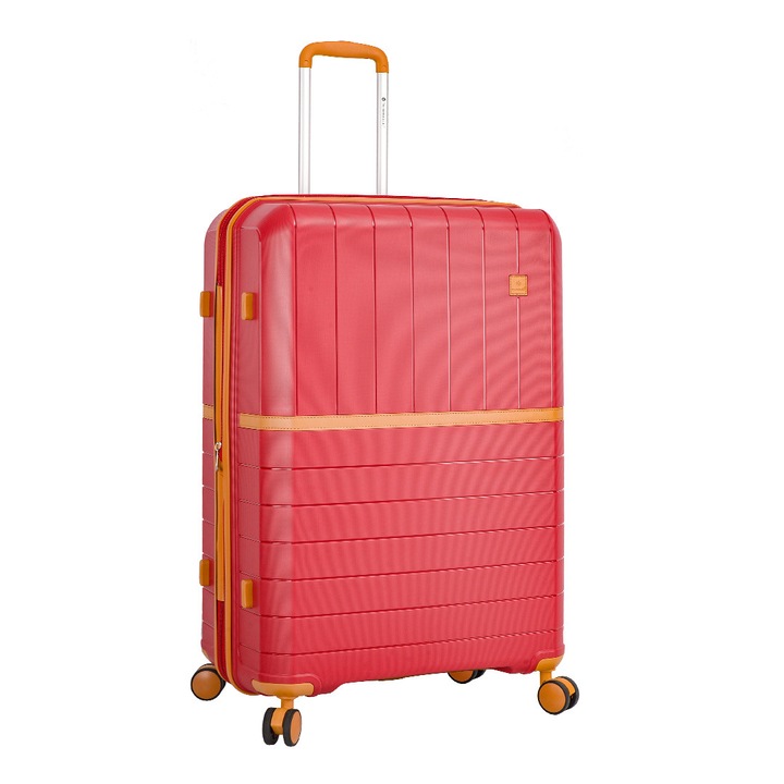 Troler Mare Extensibil Polipropilena, Fermoar Antifurt, Cifru TSA, Snowball, SW49403, 78 cm, Rosu