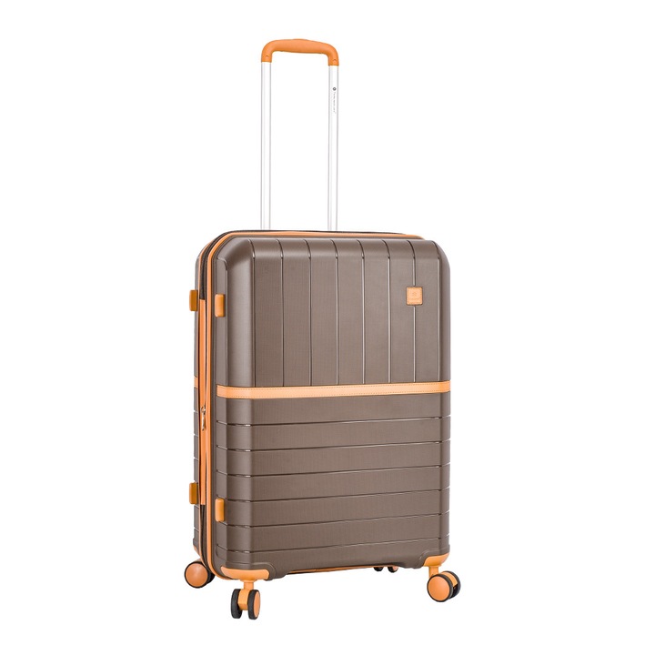 Troler Mare Extensibil Polipropilena, Fermoar Antifurt, Cifru TSA, Snowball, SW49403, 78 cm, Maro