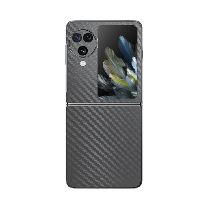 ISkinz Folie за Oppo Find N3 Flip - въглеродно черно, 360 Cut, залепваща кожа на цялото тяло, защита на гърба и страничните калъфи