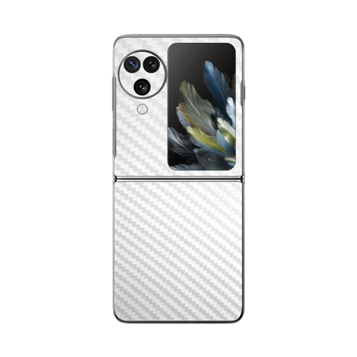Защитно фолио iSkinz за Oppo Find N3 Flip - въглеродно бяло, просто изрязване, самозалепващо се покритие за задната част на кутията