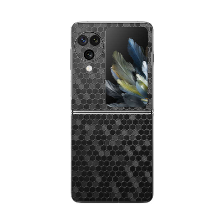 Защитно фолио iSkinz за Oppo Find N3 Flip - Honeycomb Negru Black, Simple Cut, Adhesive Skin, Back Cover