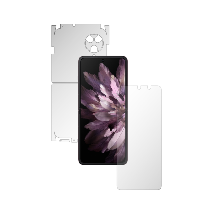 Цяло тяло iSkinz Folie за Oppo Find N3 Flip - Invisible Skinz HD, 360 Cut, Ultra-Clear силиконова защита на екрана, заден и страничен капак, залепваща се кожа, прозрачен