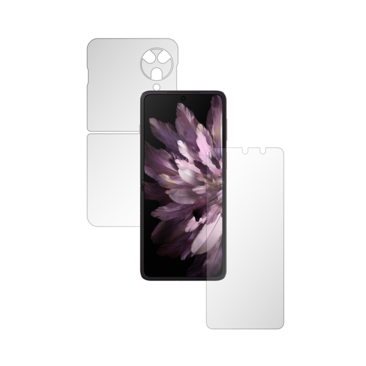iSkinz Фолио за цялото тяло за Oppo Find N3 Flip - Invisible Skinz HD, Simple Cut, ултра-прозрачна силиконова защита за екрана и задния капак, прозрачна лепилна кожа