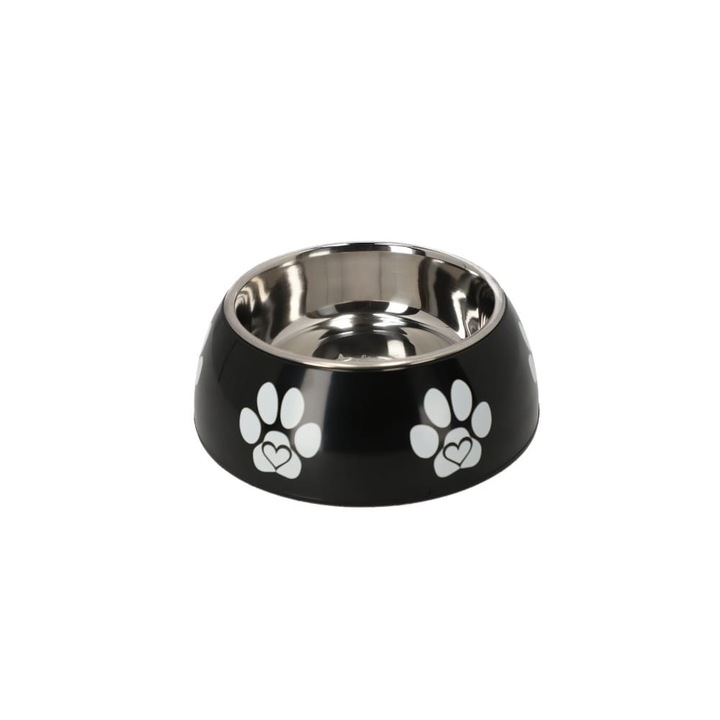 Dingo kutyatál, csúszásmentes, rozsdamentes acél és műanyag, fekete, 900 ml, 22x8cm