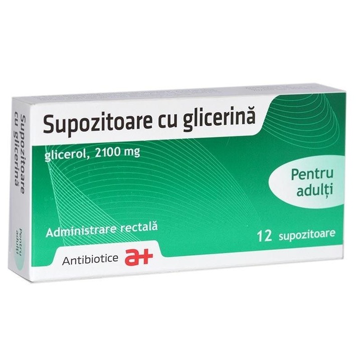 Supozitoare cu glicerina adulti, 2100 mg, 12 supozitoare, Antibiotice SA