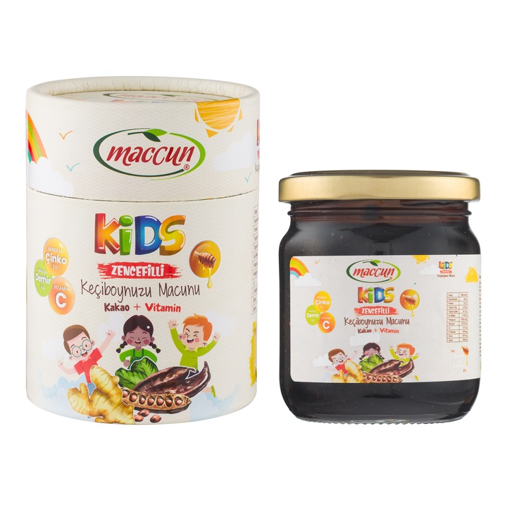 Maccun Kids Supliment Alimentar Miere 100% Natural suport imunitate si dezvoltare pentru copii borcan 240g