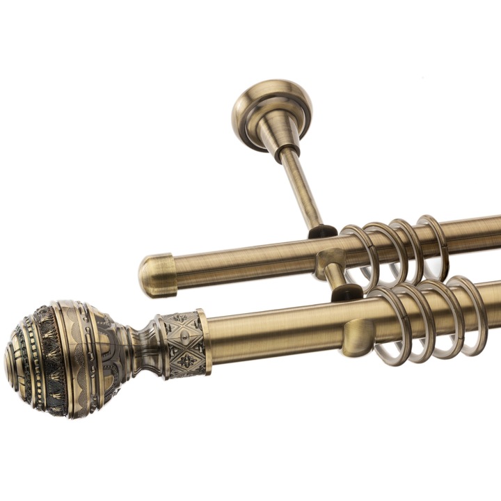 Корниз, Двоен, Антично златист, С дължина 360 см