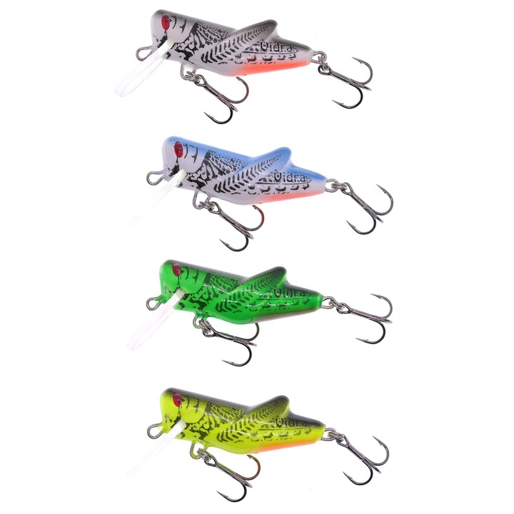 Set 4 voblere insecte, Wobbler Vidra Locust 4cm, 4gr, Sinking, pescuit la clean si pastrav, varianta 2